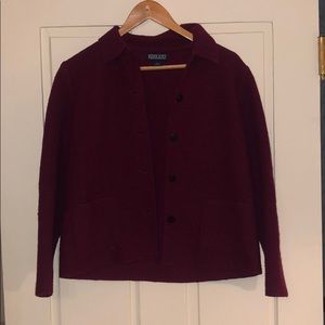 Lands End maroon Button Down Sweater